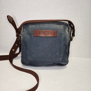 Leather Co. Liz Claibourne Canvas Denim Leather Crossbody Messenger Purse Small